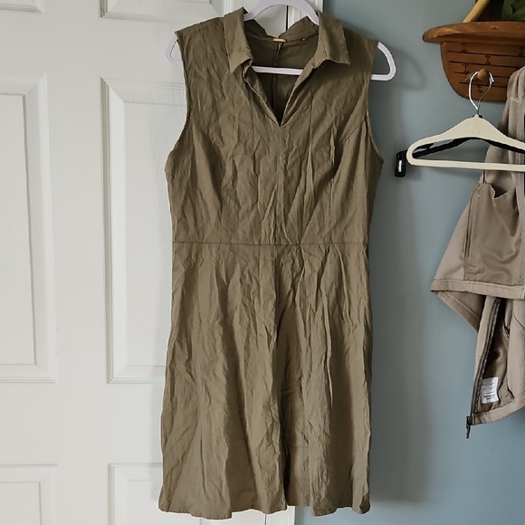 T Tahari Dresses & Skirts - T Tahari Olive Neutral Sleeveless Mini Dress Linen Blend